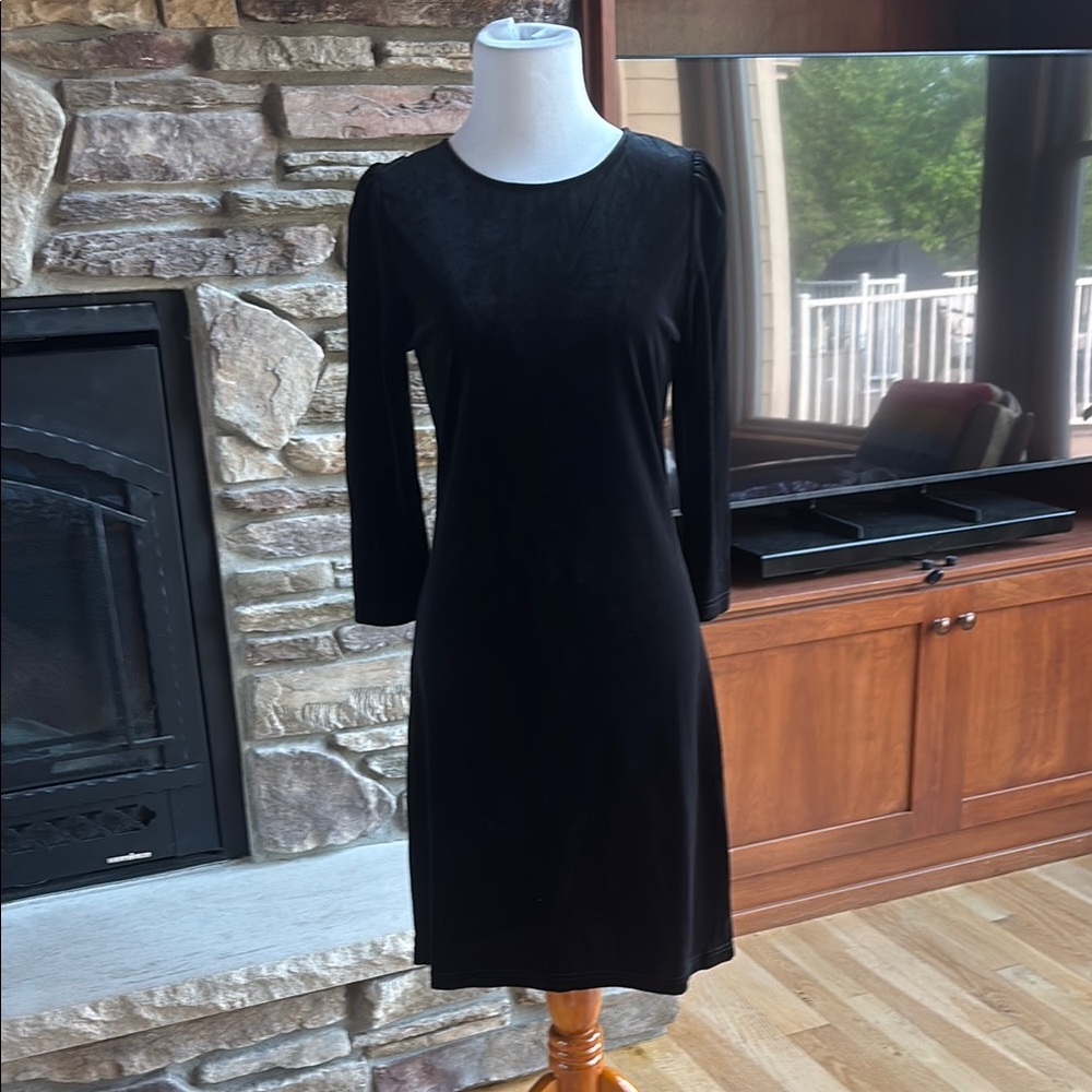 Q2 Collection Pink Blush Black Velvet Dress/Lace Back Size M
